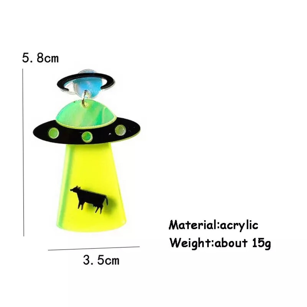 LAST ONE! Moo Cow Spaceship Earrings - Picture 3 of 3